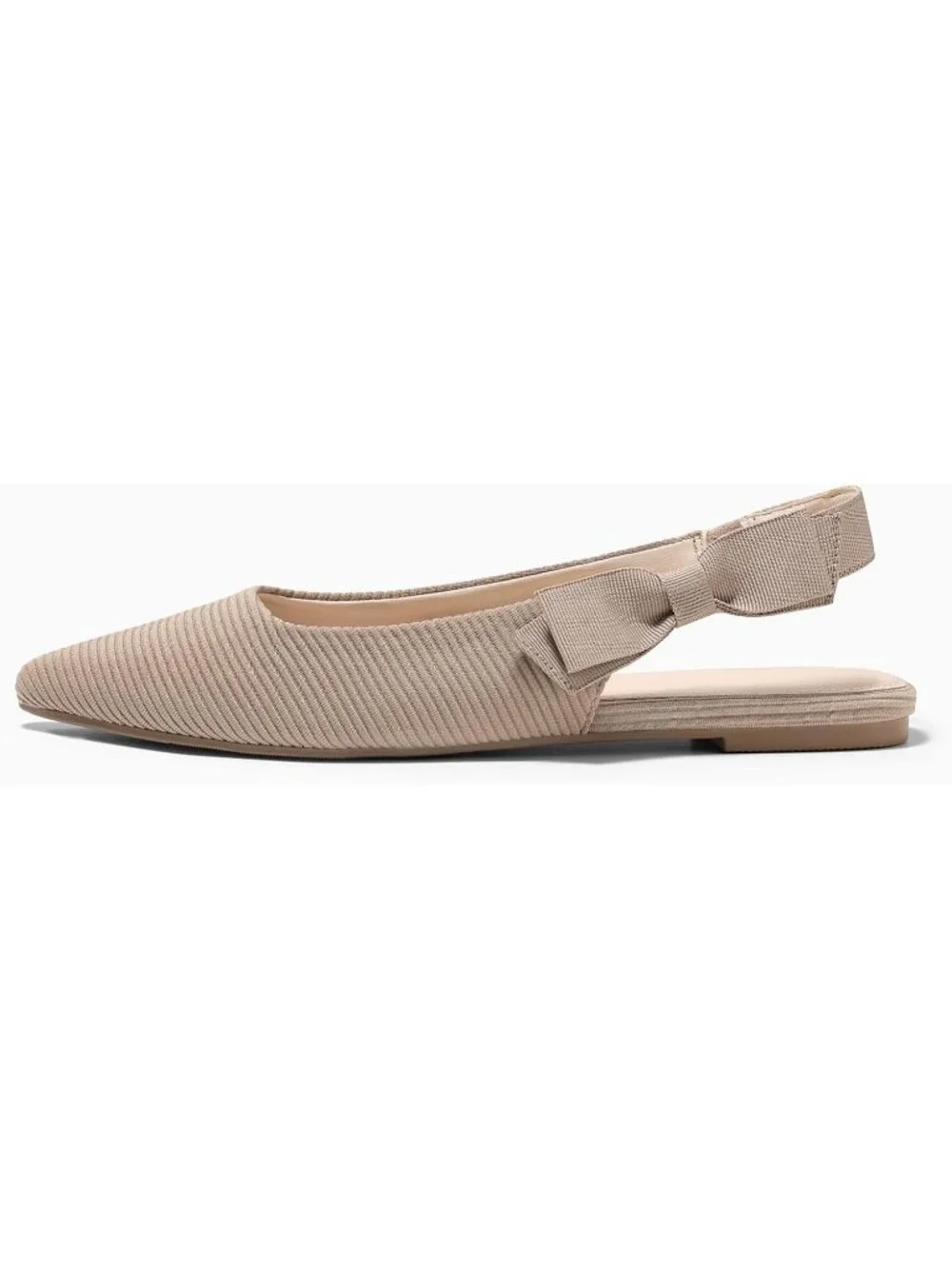 Women's Light Coffee Suede Slingback Flats Bow Pointed Closed Toe Slip on Shoes